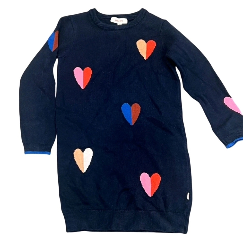 Catimini Dark Blue Dress with Multicolor Heart Patterns